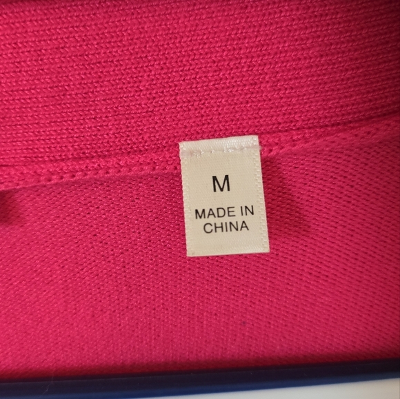 Cyrus | Bright Pink Long Sleeve Cardigan Size Medium - Picture 7 of 8